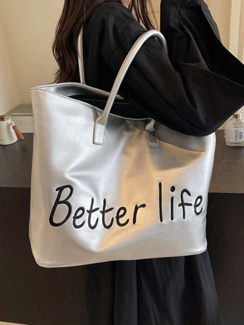 BETTER LIFE PU Leather Tote Bag - Trendsi - Flyclothing LLC