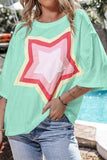 Color Block Star Patched Oversized T-Shirt - Trendsi - Flyclothing LLC