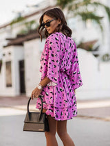 Layered Printed Surplice Mini Dress - Trendsi - Flyclothing LLC
