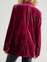 Lapel Collar Long Sleeve Blazer with Pockets - Trendsi - Flyclothing LLC