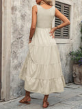 Smocked Scoop Neck Sleeveless Tank Dress - Trendsi