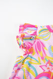 Ruffled Printed Cap Sleeve Mini Dress - Trendsi