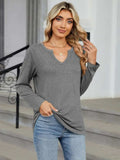 Notched Long Sleeve T-Shirt - Trendsi - Flyclothing LLC