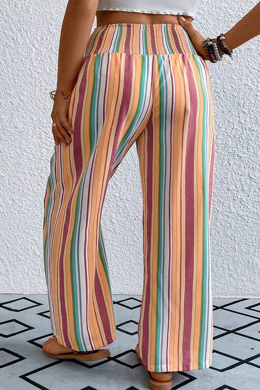 Plus Size Striped Wide Leg Pants - Trendsi - Flyclothing LLC