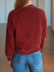 Button Down Long Sleeve Cardigan - Trendsi