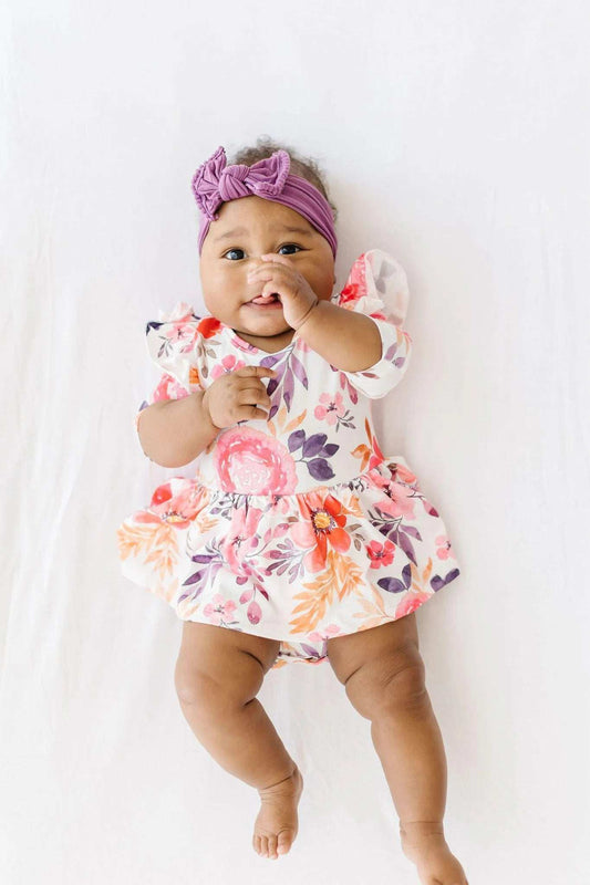 Tangerine Leaves Twirl Flutter Bodysuit - Mila & Rose ® - Flyclothing LLC