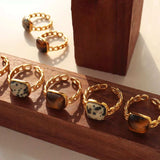 Tiger's Eye 18K Gold-Plated Ring - Trendsi - Flyclothing LLC