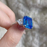 925 Sterling Silver Zircon Square Ring - Trendsi - Flyclothing LLC