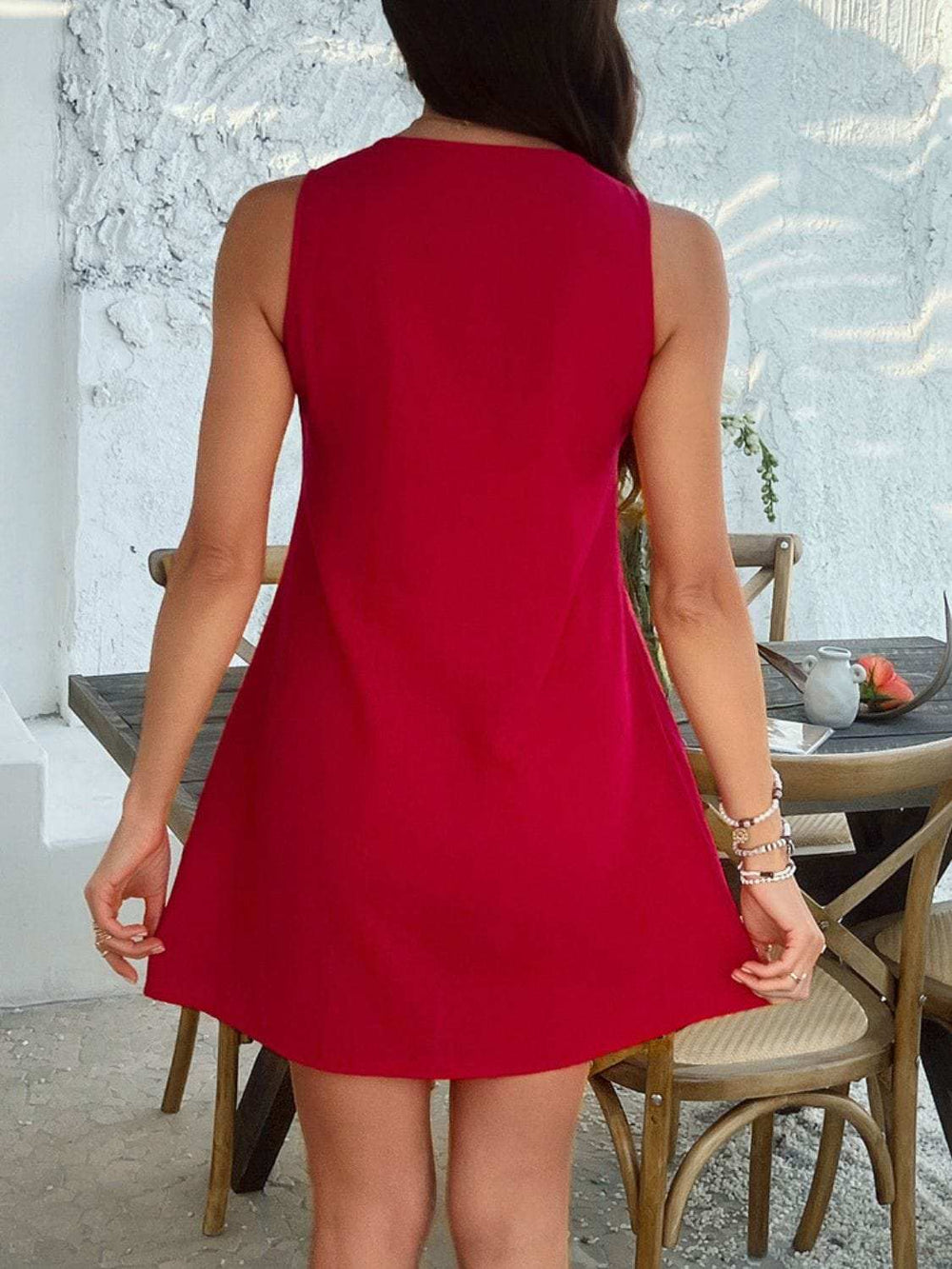 Devine Pleated Sleeveless Mini Dress - Trendsi - Flyclothing LLC
