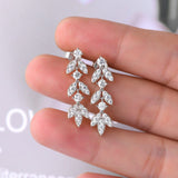 925 Sterling Silver Moissanite Leaf Earrings - Trendsi