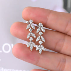 925 Sterling Silver Moissanite Leaf Earrings - Trendsi