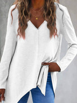 Full Size V-Neck Long Sleeve T-Shirt - Trendsi - Flyclothing LLC