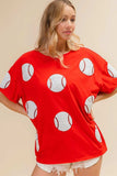 BiBi Sequin Baseball Drop Shoulder Short Sleeve T-Shirt - Trendsi - Flyclothing LLC