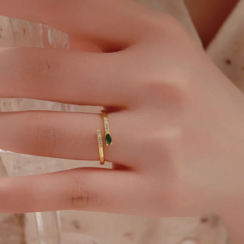 925 Sterling Silver Inland Zircon Open Ring - Trendsi - Flyclothing LLC