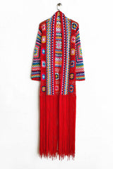 Fringe Tied Long Sleeve Cardigan - Trendsi - Flyclothing LLC