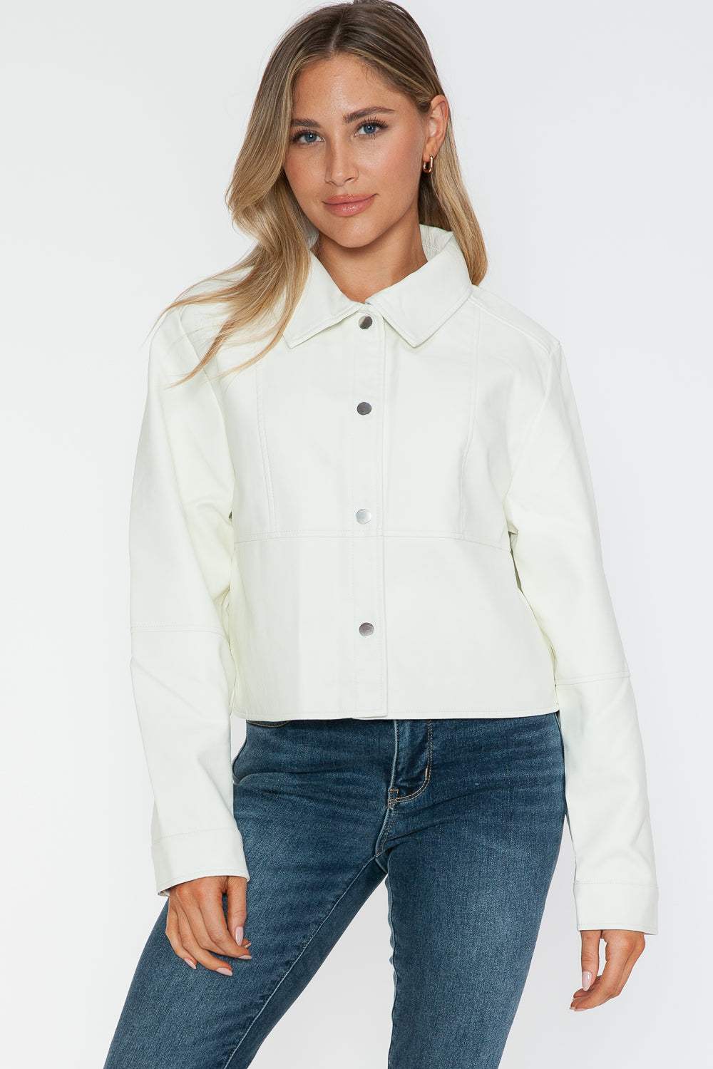 Snobbish Snap Down Long Sleeve PU Leather Jacket - Trendsi - Flyclothing LLC