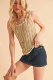 Aemi+Co Distressed Detail Round Neck Knit Tank - Trendsi - Flyclothing LLC
