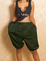 Pleated Detail High Waist Shorts - Trendsi - Flyclothing LLC