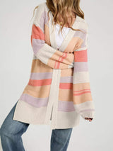 Color Block Striped Open Front Cardigan - Trendsi - Flyclothing LLC