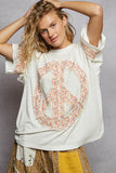 POL Floral Peace Patch Drop Shoulder T-Shirt - Trendsi