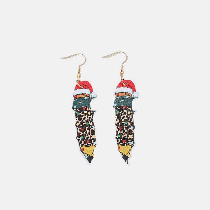 PU Leather Alloy Pencil Earrings - Trendsi - Flyclothing LLC