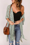 Openwork Open Front Cardigan with Fringes - Trendsi - Flyclothing LLC