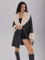 Fuzzy Long Sleeve Longline Coat - Trendsi