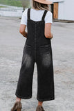 Distressed Wide Strap Denim Overalls - Trendsi