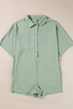 Half Button Collared Neck Romper - Trendsi - Flyclothing LLC