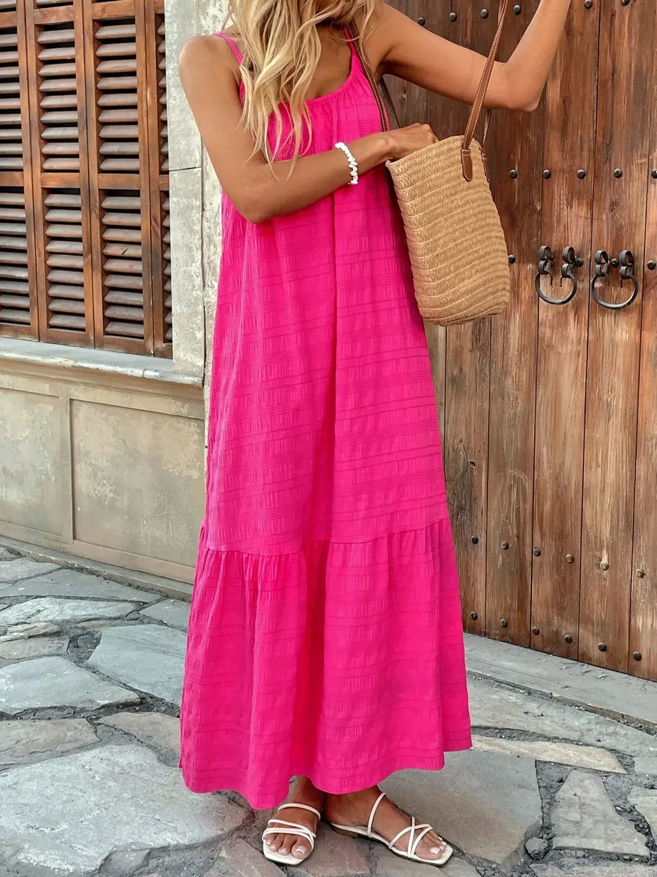 Scoop Neck Tiered Maxi Cami Dress - Trendsi - Flyclothing LLC