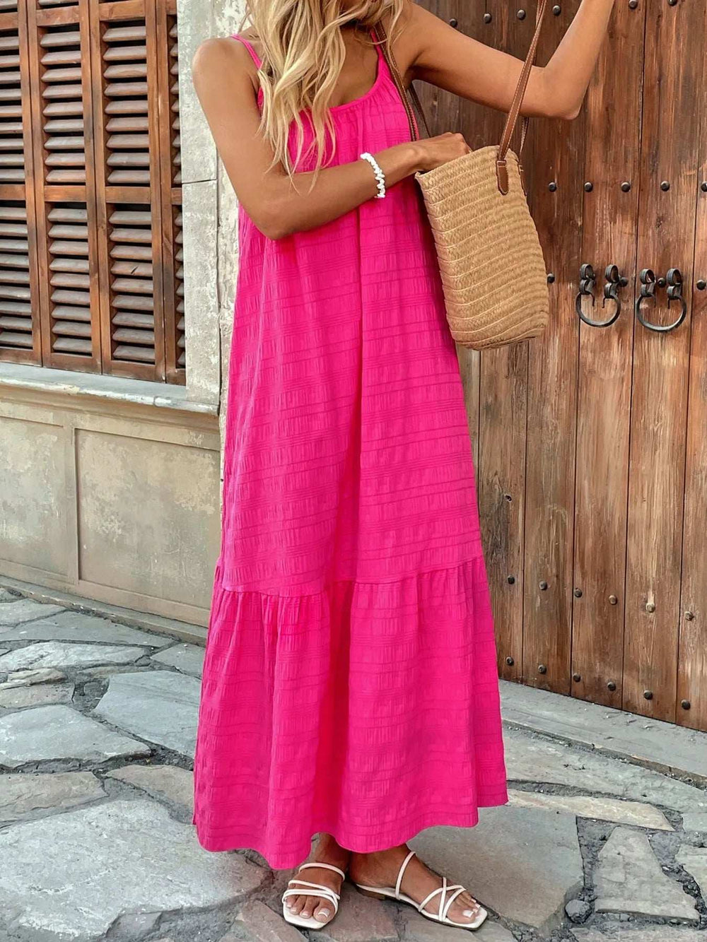 Scoop Neck Tiered Maxi Cami Dress - Trendsi - Flyclothing LLC