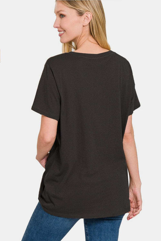Zenana Full Size V-Neck Short Sleeve T-Shirt - Trendsi - Flyclothing LLC