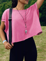 Cutout Back Short Sleeve T-Shirt - Trendsi - Flyclothing LLC