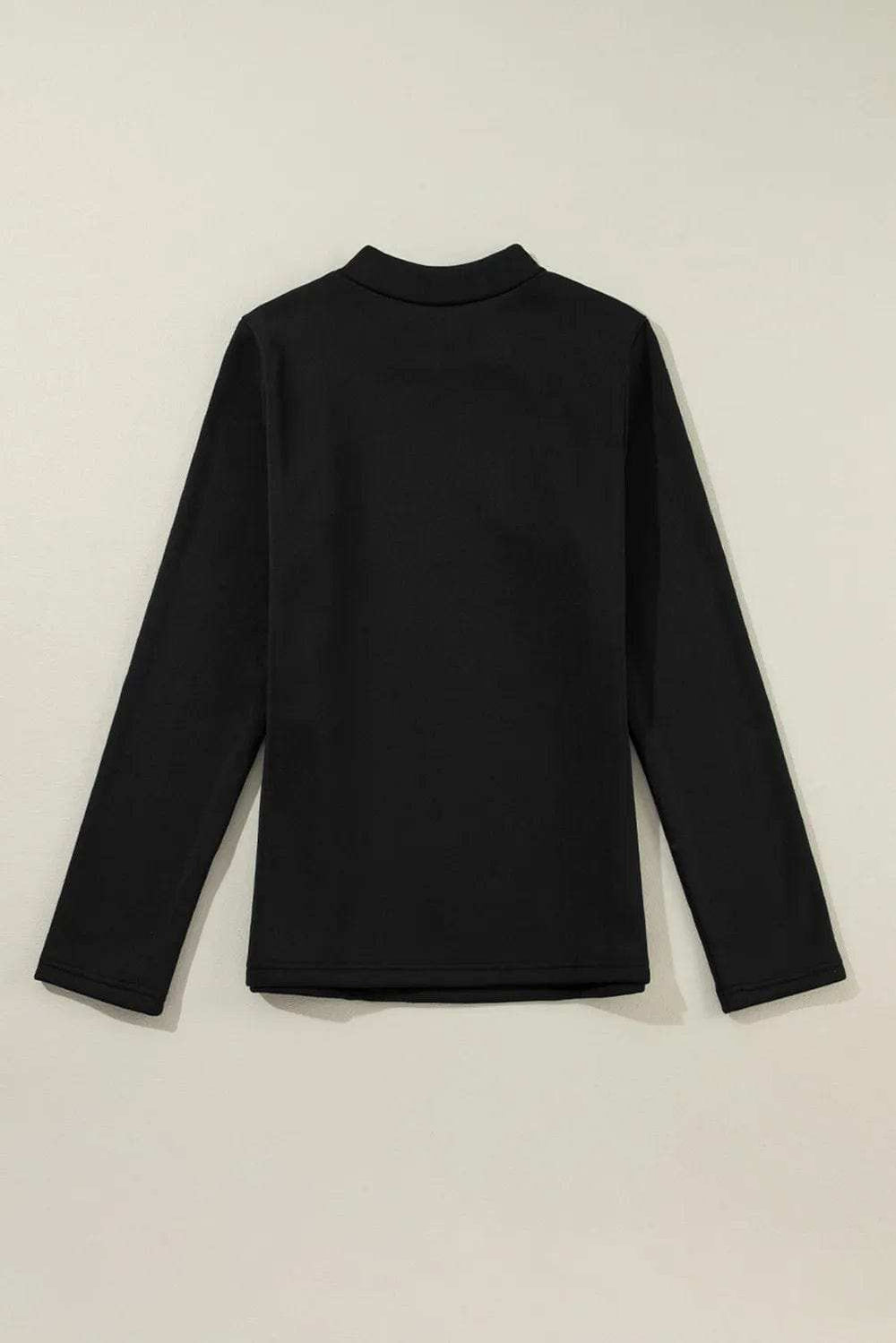 Thermal Lined Mock Neck Long Sleeve Blouse - Trendsi - Flyclothing LLC