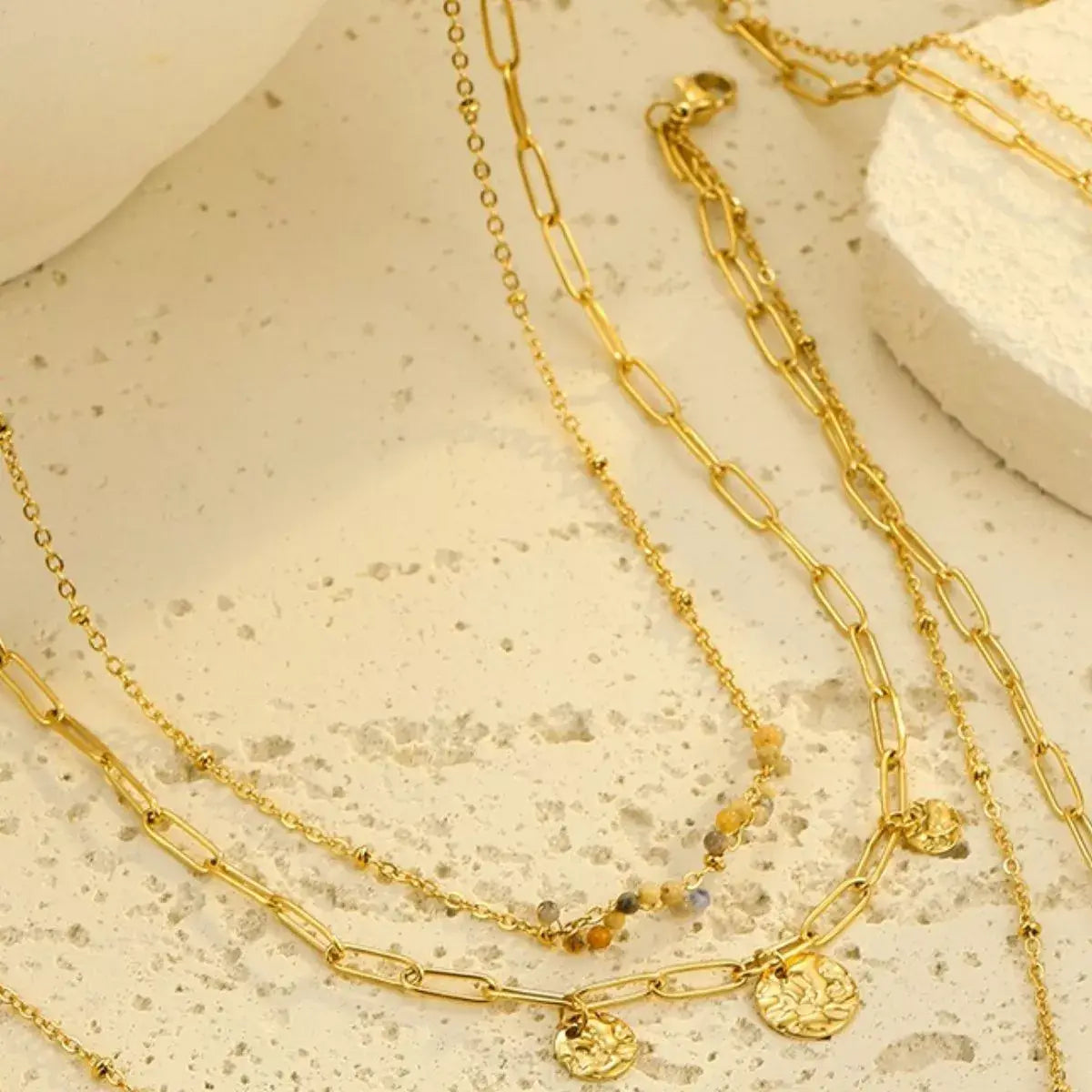 18K Gold-Plated Double-Layered Necklace - Trendsi - Flyclothing LLC