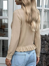 Ruffle Hem Button-Up Cardigan - Trendsi - Flyclothing LLC