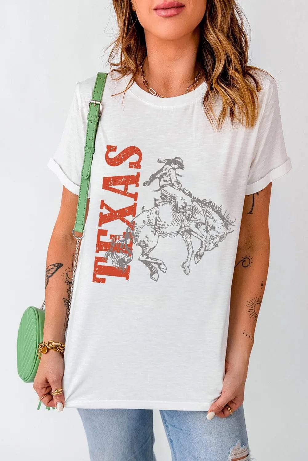 Graphic Round Neck Short Sleeve T-Shirt - Trendsi - Flyclothing LLC