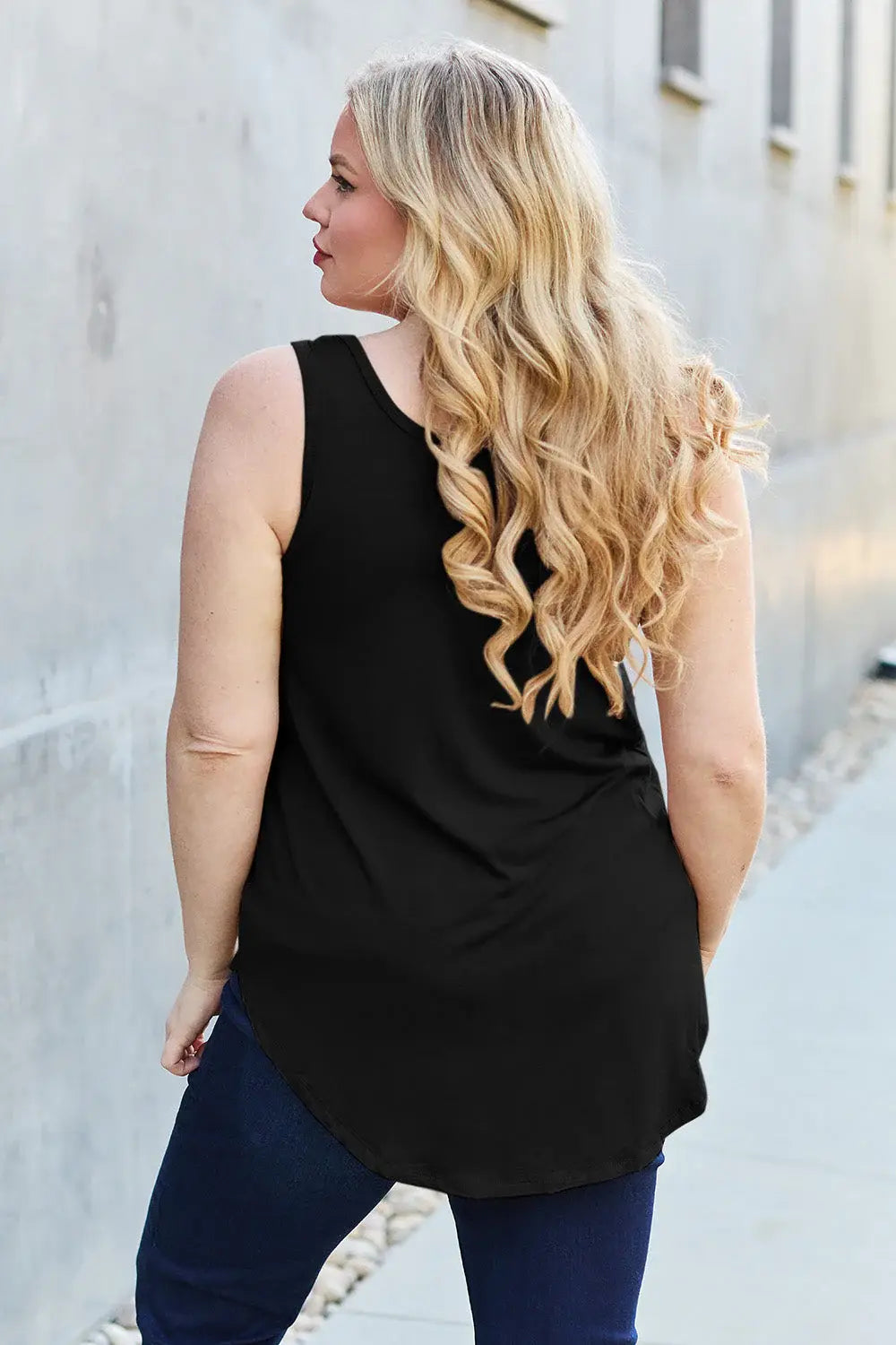 Basic Bae Full Size Round Neck Curved Hem Tank - ShopBasicbae - Flyclothing LLC