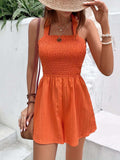 Smocked Halter Neck Romper - Trendsi - Flyclothing LLC