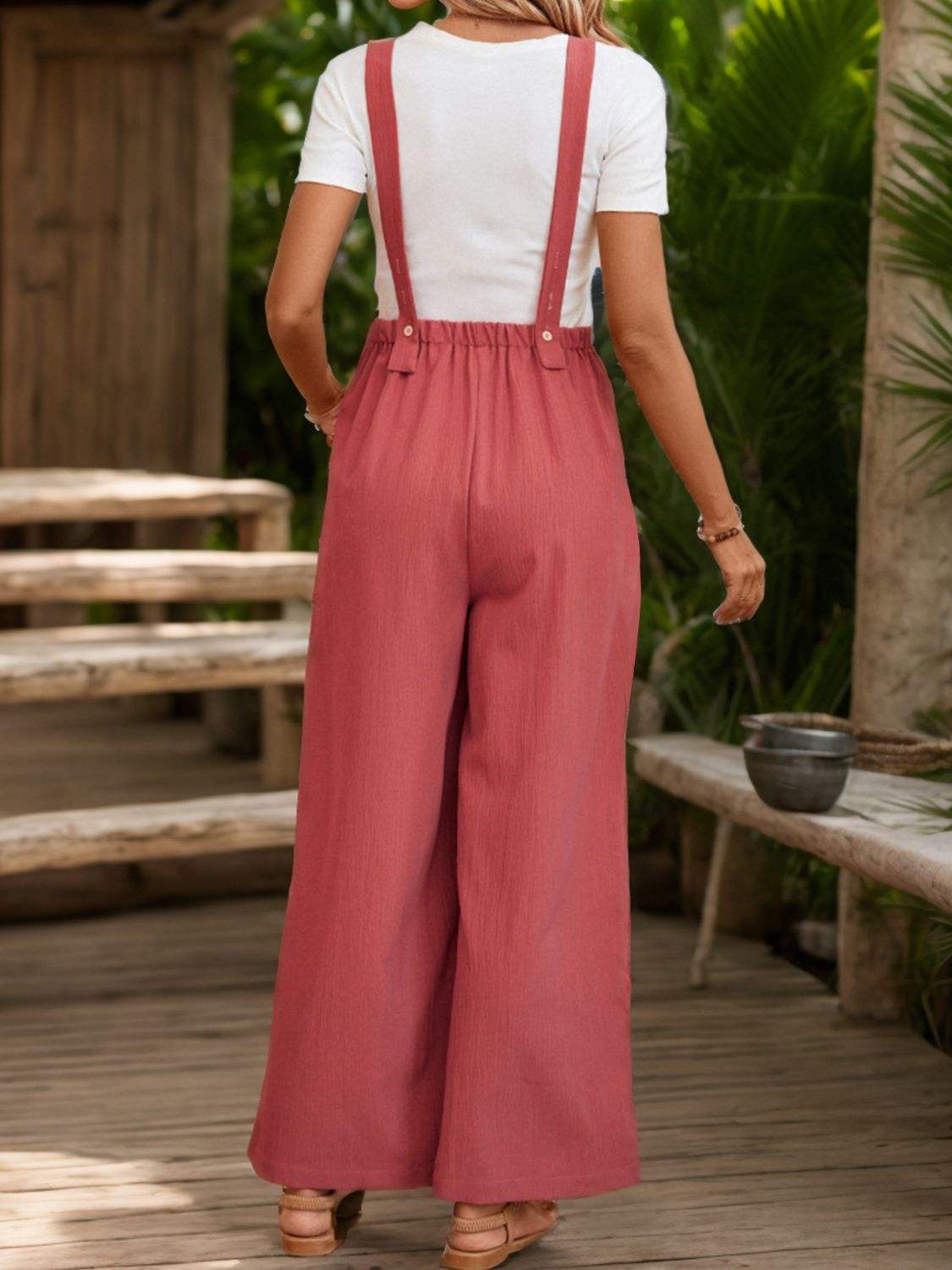 Square Neck Wide Strap Overalls - Trendsi - Flyclothing LLC