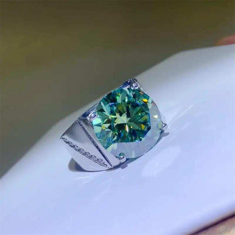 10 Carat Moissanite 925 Sterling Silver Signet Ring - Trendsi - Flyclothing LLC