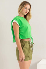 HYFVE Drawstring Hem Crop Top - Trendsi - Flyclothing LLC