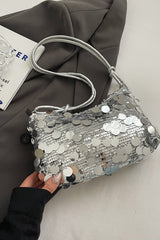 Sequin Knotted Straps Shoulder Bag - Trendsi