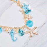 Ocean Charm Shell Starfish Statement Necklace - Trendsi - Flyclothing LLC