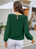 Round Neck Long Sleeve Blouse - Trendsi - Flyclothing LLC