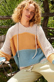 POL Color Block Long Sleeve Hooded Sweater - Trendsi