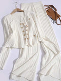V-Neck Tank, Cardigan and Pants Three-Piece Sweater Set - Trendsi - Flyclothing LLC