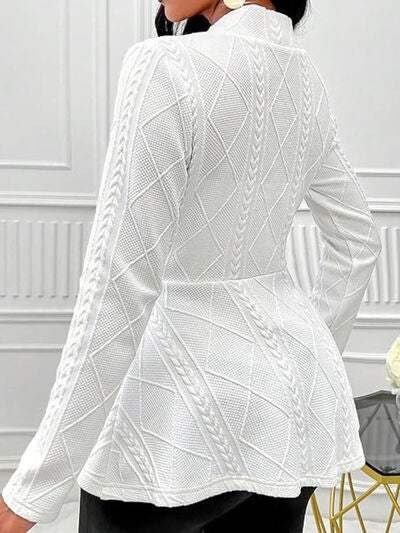 One Button Textured Peplum Cardigan - Trendsi - Flyclothing LLC
