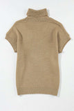 Solid Color Turtleneck Short Sleeve Sweater - Trendsi - Flyclothing LLC