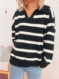 Striped Dropped Shoulder Sweater - Trendsi - Flyclothing LLC
